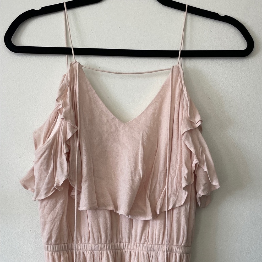 Chic Blush Ruffle Mini Dress - Picture 2 of 9